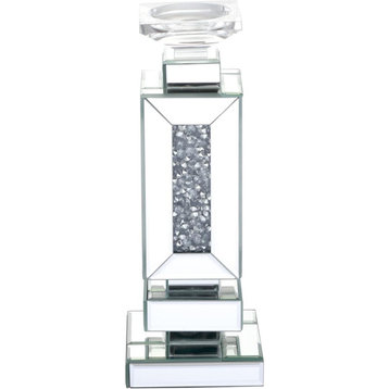 13.5" Tall Crystal Candleholder Silver Royal Cut Crystal
