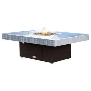 Rectangular Fire Pit Table, 48x36, Propane, Brushed Aluminum Top, Bronze