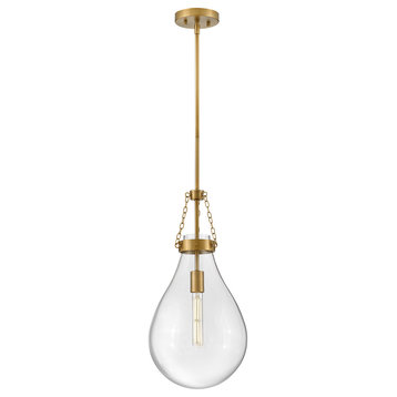 Hinkley Eloise 22.25" Small Pendant Light, Lacquered Brass + Clear Glass