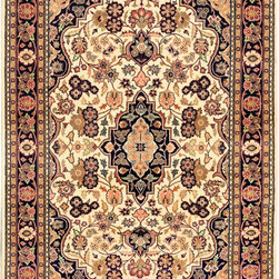 Beige Persian Isfahan Rug 4' 6" x 7' 2" - Area Rugs