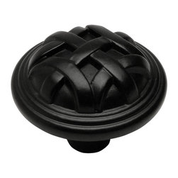 Cosmas - Cosmas 7064FB Flat Black Braided Cabinet Knob, Single - Cabinet And Drawer Knobs