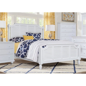 Sunset Trading Shutter Design Coastal Wood Queen Bed in White