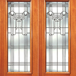 Full Lite Contemporary Design Glass, Exterior Double Door - Front Doors