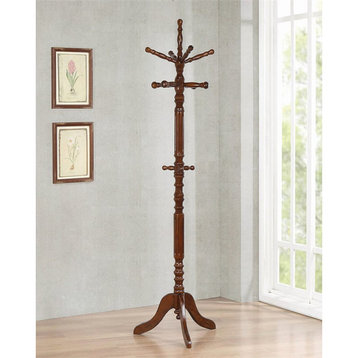 Coaster Traditional Wood Spinning Top Coat Rack with 11 Hooks in Tobacco