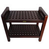 Espalier Lattice Teak Shower Benches With Shelf And LiftAid Arms, 24"