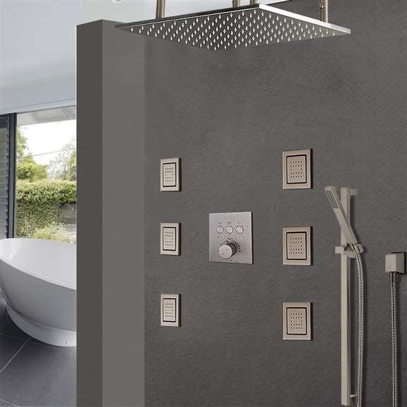 FontanaShowers Brushed Nickel Ceiling Mount Rainfall Shower Set ...