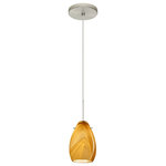 Besa Lighting - Besa Lighting 1XT-1713HN-SN Pera 6 - One Light Cord Pendant with Flat Canopy - The Pera 6 is a curvy bell-bottomed shape, that fiPera 6 One Light Cor Bronze Honey Glass *UL Approved: YES Energy Star Qualified: n/a ADA Certified: n/a  *Number of Lights: Lamp: 1-*Wattage:50w GY6.35 Bi-pin bulb(s) *Bulb Included:Yes *Bulb Type:GY6.35 Bi-pin *Finish Type:Bronze