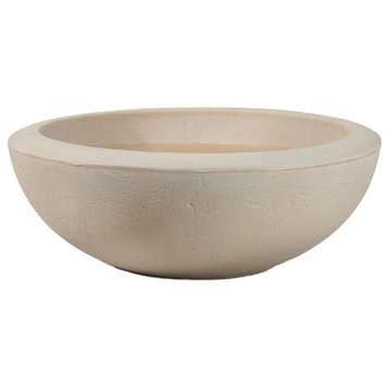Serene Spaces Living Hand Painted Vintage White Stone Textured Bowl, Large