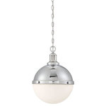 Savoy House - Savoy 7-203-2-109, Lilly 2 Light Polished Nickel Pendant - Knockout industrial-inspired fixtures take their cues from vintage factories and laboratories and this Lilly pendant is no exception. The minimalist design perfectly balances modern sleekness with old world charm. Metal surface and fine construction details emphasize the aesthetic. And a shiny, chrome-like, polished nickel finish adds a touch of luxury to the simple, streamlined look. Two 60W E-style bulbs inside the splendid, white, opal glass shade provide ideal illumination. This fixture will add a punch of industrial chic to your dining area, family room, kitchen, living room, bedroom, entryway, bathroom, stairway, closet, or hall. 13`` wide by 20`` high, so you can group several pendants together for a bold, high-style statement.