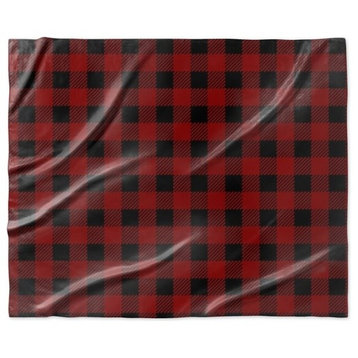 "Buffalo Plaid Tweed in Red" Sherpa Blanket 60"x50"