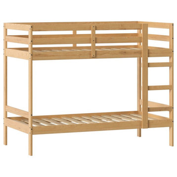 Walker Edison Twin Over Twin Simple Solid Wood Bunk Bed - Natural Pine