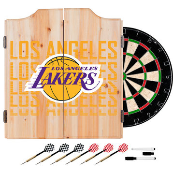 NBA Dart Cabinet Set With Darts and Board, City, Los Angeles Lakers