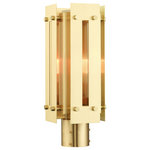 Livex Lighting - Livex Lighting Utrecht 1 Light Satin Brass Medium Outdoor Post Top Lantern - Featuring a solid brass frame with a glass cylinder, the Utrecht outdoor post top lantern is ideal for your front walkway or backyard. The warm, satin brass finish offers a complimenting counterpart while still keeping the glam factor of the overall fixture.