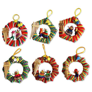Musical Wreath Ornaments, Peru, 6-Piece Set