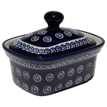 Polish Pottery Butter Tub, Pattern Number: 174a