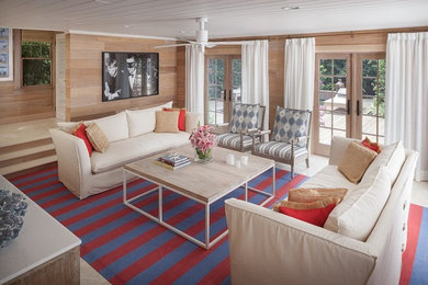 Example of a transitional family room design in Miami