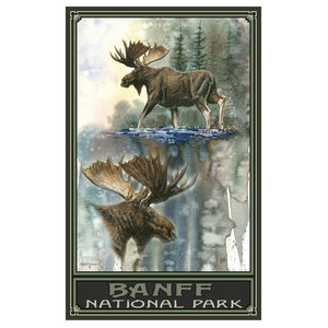 Yellowstone National Park Ridge Runner Elk Giclee Art Print Poster from Original Watercolor by Artist Dave Bartholet