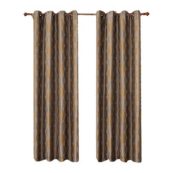Royal Tradition - Savanna Jacquard Grommet Curtains, Set of 2, Gold, 104"x84" - Curtains