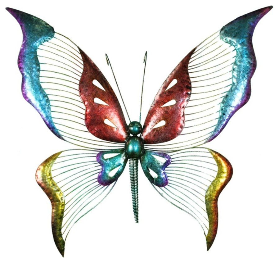 Metal Butterfly Wall decor, Multicolor - Contemporary - Metal Wall Art ...