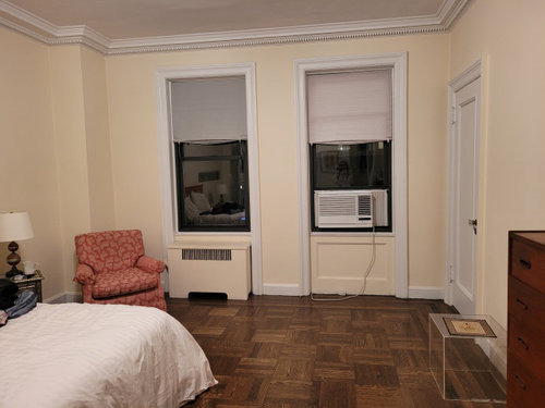 Window treatment for double hung window with bottom a/c | Houzz Forum