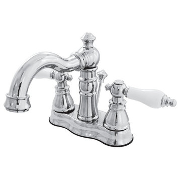 Fauceture 4" Centerset Bathroom Faucet With Brass Pop-Up, Polished Chrome