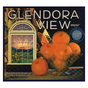 Glendora Los Angeles Pansy Flowers Orange Citrus Fruit Crate Label Art Print