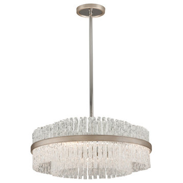 Chime 26.75" Pendant, Silver Leaf/Polished Stainless, Clear Tubular Glass