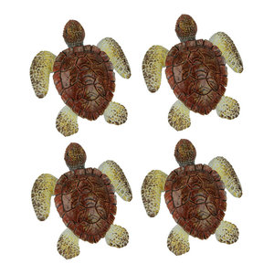 Deleon Collections Brown Sea Turtle On Coral Drawer Pull Handles Set Of 4 Toys Games Drawer Handles Pulls