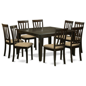 East West Furniture Parfait 9-piece Dining Set with Fabric Seat in Cappuccino