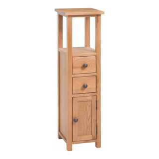 Recycled Teak Wood Lumbrera Vertical Bathroom Linen Cabinet with 1