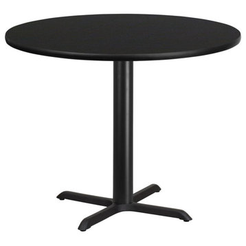 42" Round Black Laminate Table Top With 33"X33" Table Height Base