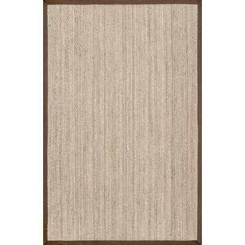 nuLOOM Jute and Sisal Elijah Seagrass With Border Area Rug, Brown, 5'x8'