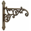 Decorative Ornate Victorian Cast Iron Plant Hanger Hook, Rust Brown 8.375" Long