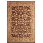 Bareens Designer Rugs - Antique Vegetable Dyed Tabriz Maroon/Tan Wool Rug - 8'11'' x 12'0'' - Designed with mesmerizing intricacy and gorgeous color palette, this hand-knotted masterpiece demonstrates the beauty and electrifying thrill of Pak Persian art. These meticulously hand-knotted Pak-Persian rug is made with pure wool and features breathtaking traditional, transitional, and tribal designs in bold luxurious color pallets. Known for their intricate designs these rugs are a reproduction of Persian rugs, made in Pakistan with unique Mughal designs. Made by master weavers using the same Persian texture, design and dying technique, we wanted to produce the most significant manifestation of Persian art, life, and culture. This rug is most famous for its exceptional quality, incredible designs, patterns, and vibrant rich color. Pak-Persian rugs made with Persian weave with high knot counts, which enables the high intricacy and detail found in the patterns are also referred to as "State of art", each color adds a rich beautiful detail in the artwork of this rug. The design, color, and beautiful chromatic composition with a vibrant sheen with intricate designs, exude beauty, elegance, and quality make this rug a masterpiece of its own.