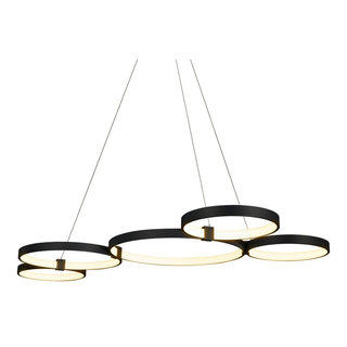 Sonoro Kitchen, Dining, Horizontal Light Industrial Round Chandelier, Linea Lighting