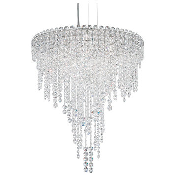 Chantant 6-Light Pendant in Stainless Steel With Clear Heritage Crystal