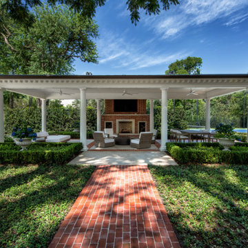 Custom Freestanding Arbor with Fireplace & Outdoor Kitchen