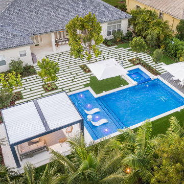 New Pool & Spa with Custom Landscaping in Cooper City