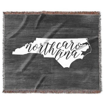 "Home State Typography, North Carolina" Woven Blanket 80"x60"