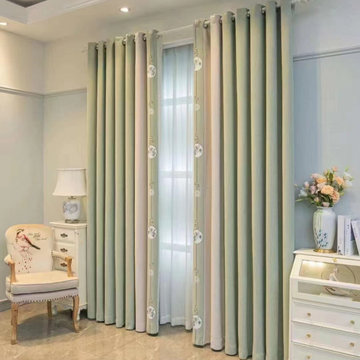 QYFL2302AA 2023 New Arrival Petrel Blue Grey Green Chenille Ready Made Curtains