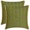 Green Jute Textured, Jute, 22"x22" Throw Pillow Cover - Evergreen Jute