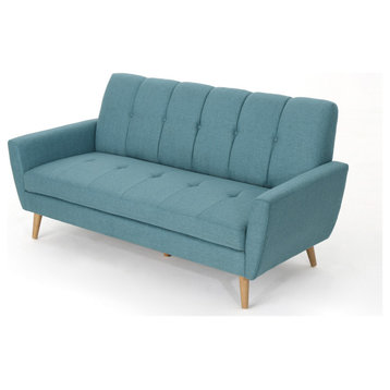 GDF Studio Angelica Mid-Century Modern Fabric Tufted Sofa, Blue