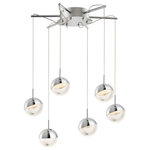ET2 Lighting - ET2 Lighting E20326-83PC Spot - 21" 30W 6 LED Pendant - Spheres of half Polished Chrome metal and half Clear Acrylic create a stunning pendant. The top of the metal is slotted which allows to adjust and aim the light. Edge lit LED technology provide even and soft light for efficiency and comfort.  Mounting Direction: Down  Canopy Included: TRUE  Shade Included: TRUE  Canopy Diameter: 6 x 2