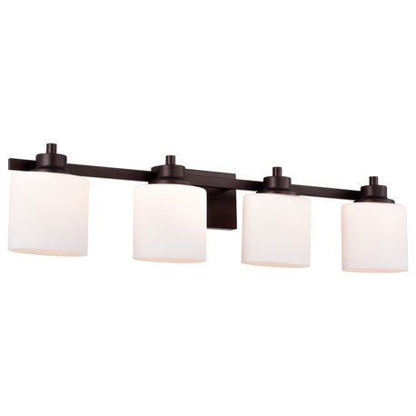 Solbi Contemporary 4 Light Oil Rubbed Bronze Bath Vanity Fixture 33" Wide