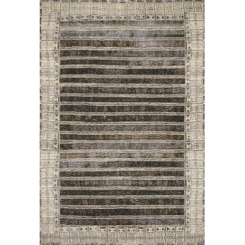 Mika In/out Area Rug by Loloi, Charcoal / Ivory, 3'11"x5'11"