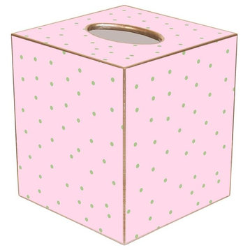 TB1111 - Pink & Celery Tiny Dot Tissue Box Cover