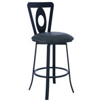 Armen Living - Lola Contemporary 30" Bar Height Barstool, Matte Black/Gray Faux Leather - The Armen Living Lola contemporary barstool is a practical, yet stylish piece for both comfort and aesthetic pleasure. The armless, lightweight design allows for easy room to room carrying. The Lola's durable matte black exterior finds good company with the barstool's sleek Grey Faux Leather upholstered seat and back. The Lola's legs are tipped with floor protectors, assuring that the barstool will not slip on or scratch hardwood or tile floors. A foam padded, high back design, the Lola offers optimal lumbar support without compromising on the stool's contemporary appearance. Available in 2 industry standard sizes; 26 inch counter and 30 inch bar height.