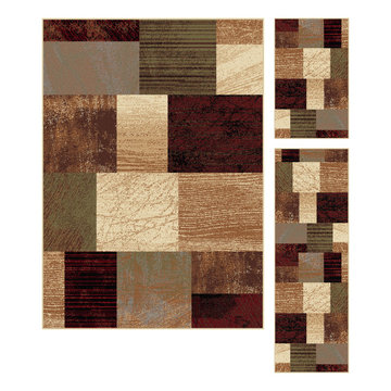 Tayse Elegance Modern Brown Machine Made Synthetic Geometric 2' x 3' 5' 8' Runne
