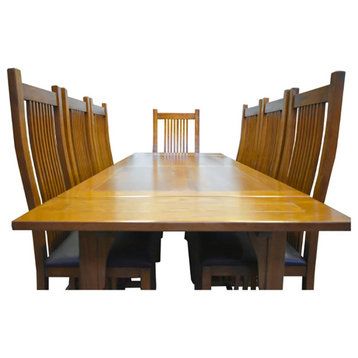 Crafters and Weavers Arts and Crafts Solid Wood Dining Set in Cherry
