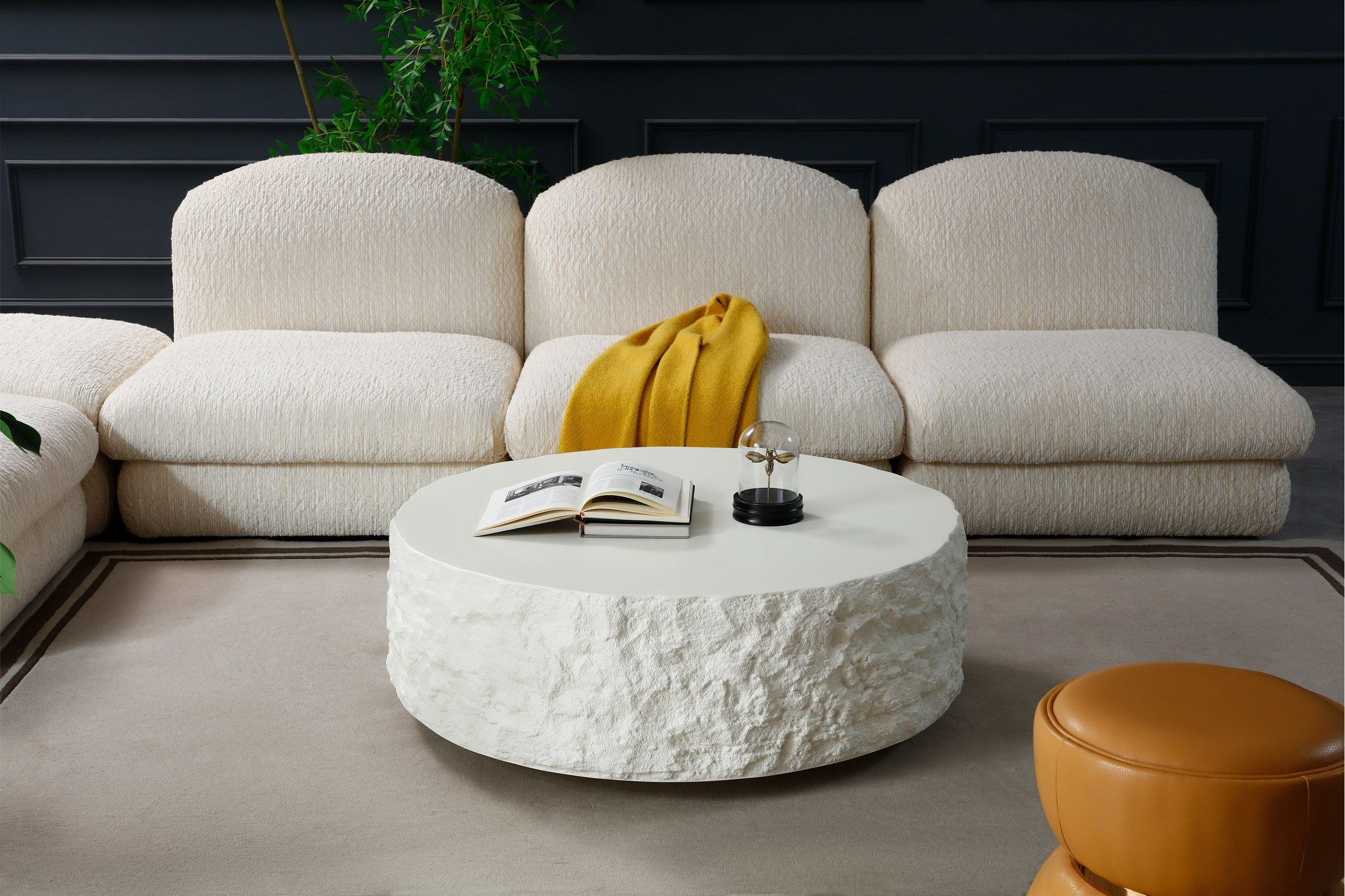 Modrest Quarry Modern Off-White Round Coffee Table - Contemporary ...